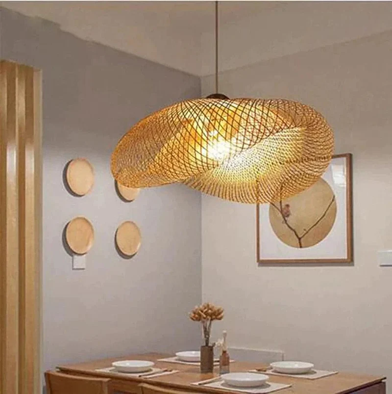 Suspension Luminaire Design en Rotin Charmant