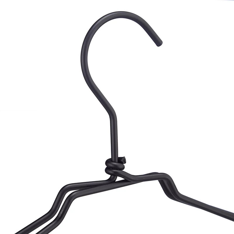 Lot de 12 cintres en métal pour vêtements épaules larges rangement ordonné style industriel 21,5 x 45 x 4 cm en fer noir 13_0008395