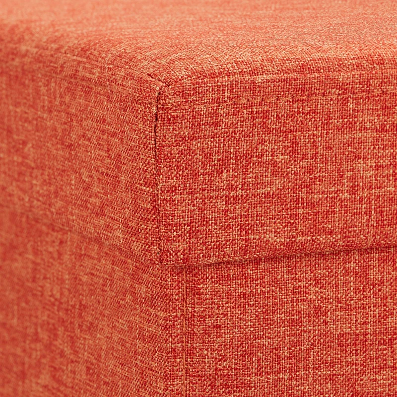 Tabouret pliable de rangement 38 x 38 x 38 cm assise confortable rayures modernes en imitation lin orange 13_0008616