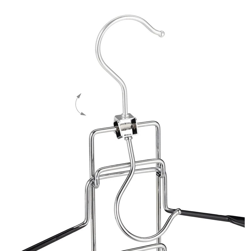 Lot de 3 cintres multiples gain de place capacité 10 kg rangement ordonné 58 x 40,5 x 3,5 cm en fer noir 13_0008118