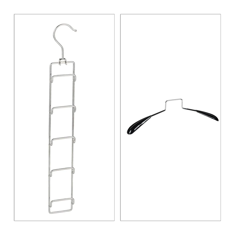 Lot de 3 cintres multiples gain de place capacité 10 kg rangement ordonné 58 x 40,5 x 3,5 cm en fer noir 13_0008118