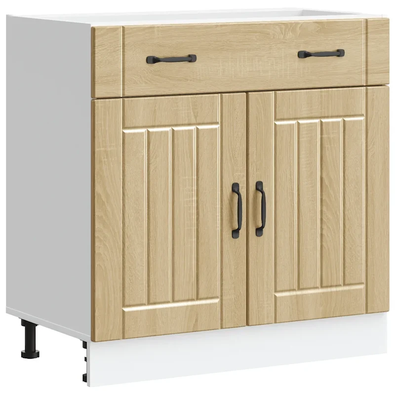 Armoire de cuisine Lucca bois ingénierie 80 x 46 x 81,5 cm grand espace de rangement moderne en bois chêne sonoma 02_0050095