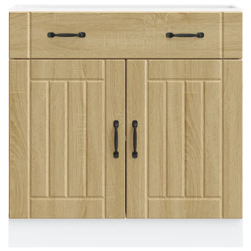 Armoire de cuisine Lucca bois ingénierie 80 x 46 x 81,5 cm grand espace de rangement moderne en bois chêne sonoma 02_0050095