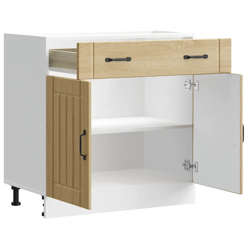 Armoire de cuisine Lucca bois ingénierie 80 x 46 x 81,5 cm grand espace de rangement moderne en bois chêne sonoma 02_0050095