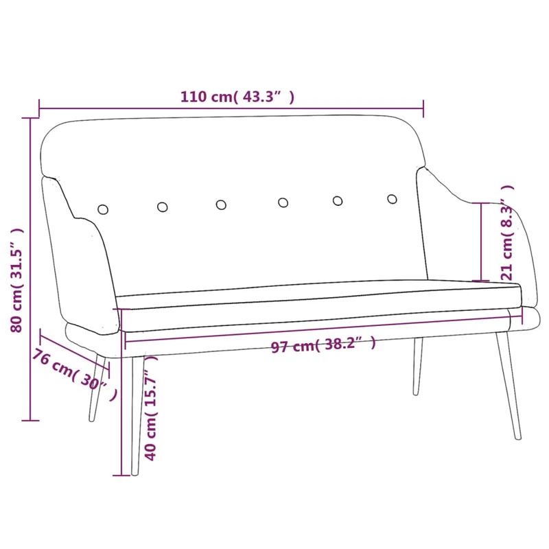 Banc banquette 110 x 76 x 80 cm tissu crème 02_0010578