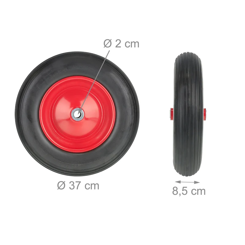 Roue de brouette increvable 37 cm maniable confort de conduite optimale en caoutchouc noir 13_0012309