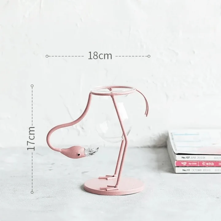 Vase Flamant Rose Hydroponique Scintillant