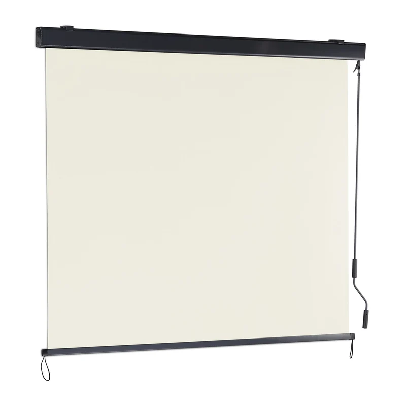 Marquise perpendiculaire store extérieur balcon protection soleil 250 x 160 cm en polyester beige 13_0011359