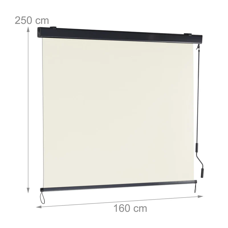 Marquise perpendiculaire store extérieur balcon protection soleil 250 x 160 cm en polyester beige 13_0011359