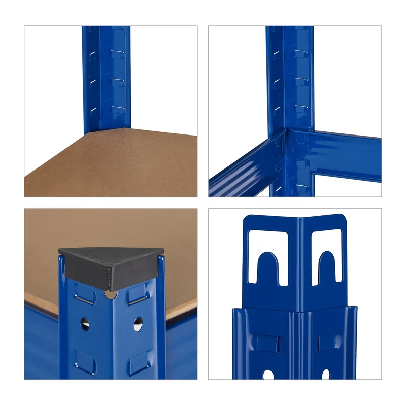 Étagère modulaire à charge lourde réglable 180 x 90 x 45 cm rangement outils garage en acier bleu 13_0010042