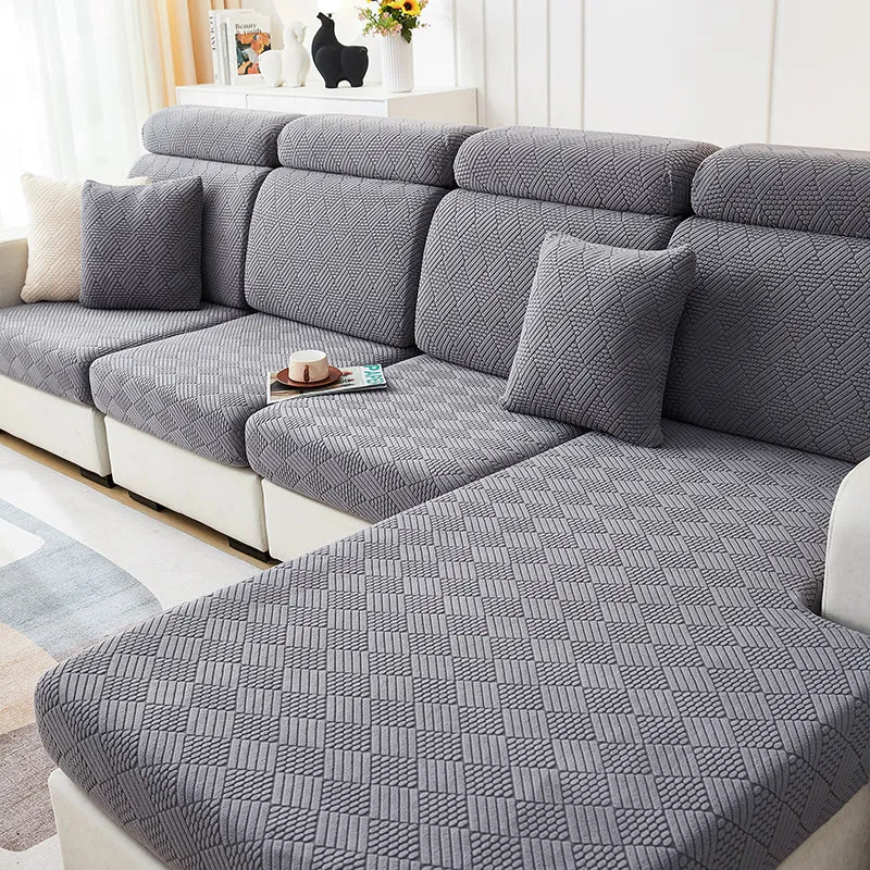 Housse de Coussin Canapé Jacquard Gris