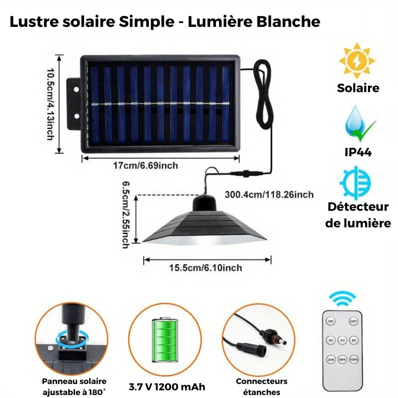Lustre Solaire Extérieur Étincelant avec Contrôle à Distance