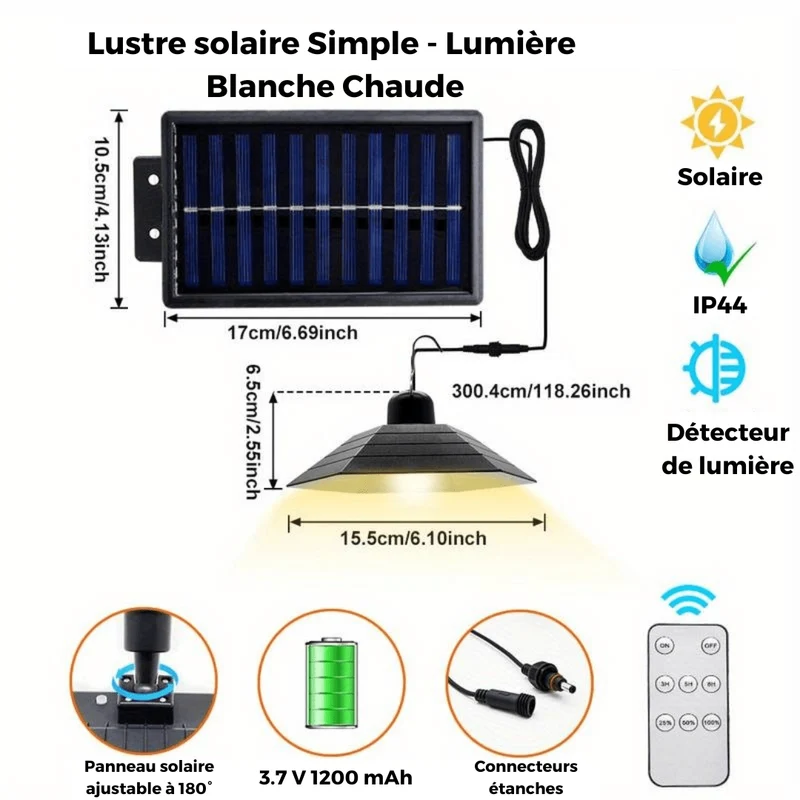 Lustre Solaire Extérieur Étincelant avec Contrôle à Distance