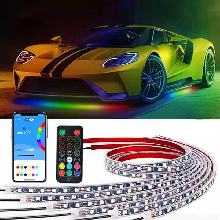Éclairage d'ambiance LED RGBIC sous véhicule IP68 6 pièces