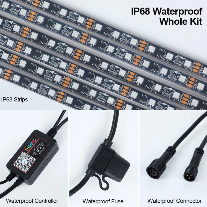 Éclairage d'ambiance LED RGBIC sous véhicule IP68 6 pièces