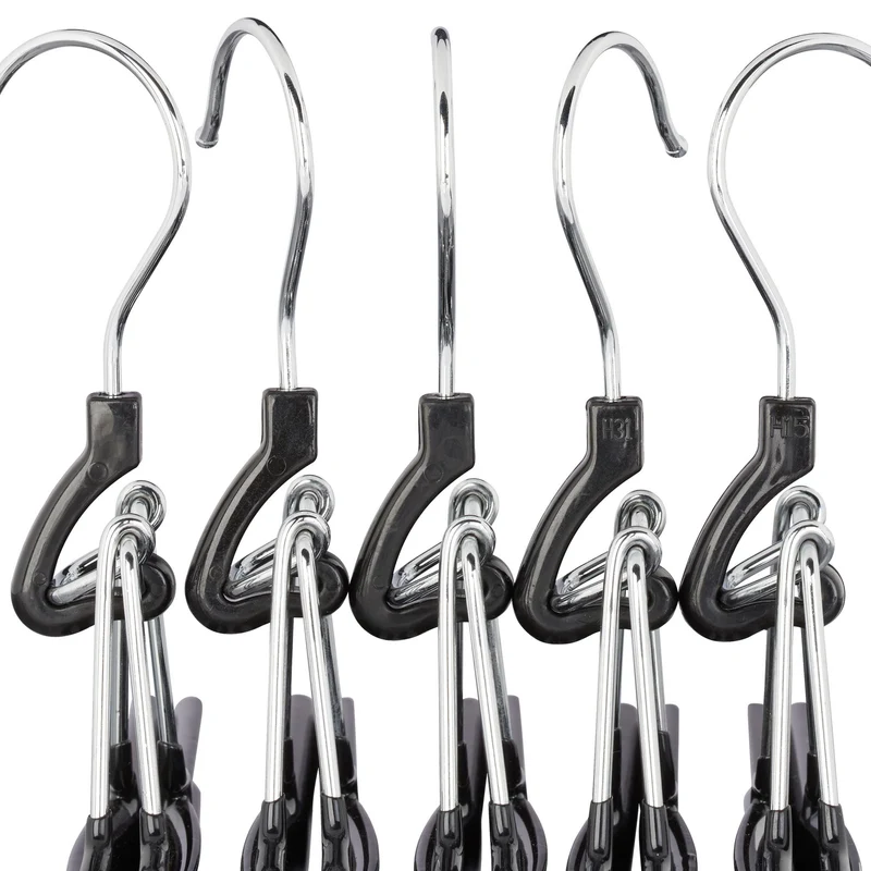 Lot de 10 cintres-pinces pratiques pour jupes pantalons 15,8 x 26 x 3 cm en métal noir 13_0005682
