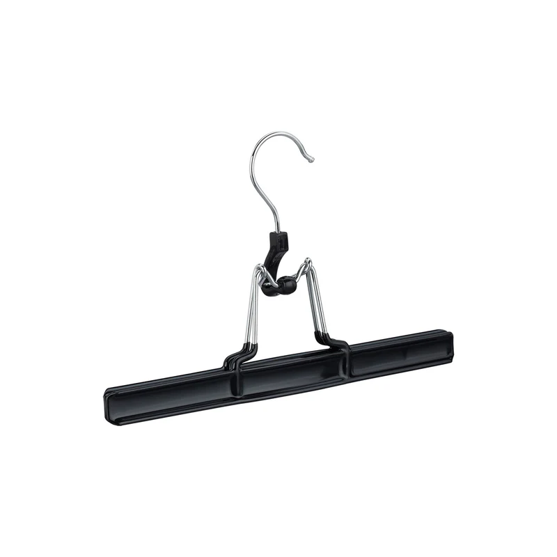 Lot de 10 cintres-pinces pratiques pour jupes pantalons 15,8 x 26 x 3 cm en métal noir 13_0005682