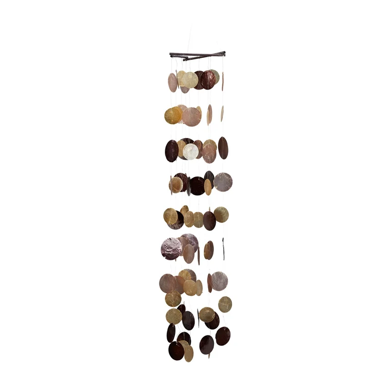 Carillon à coquillages décoratif mobile intérieur extérieur 100 x 18 x 15 cm en bois naturel 13_0005271