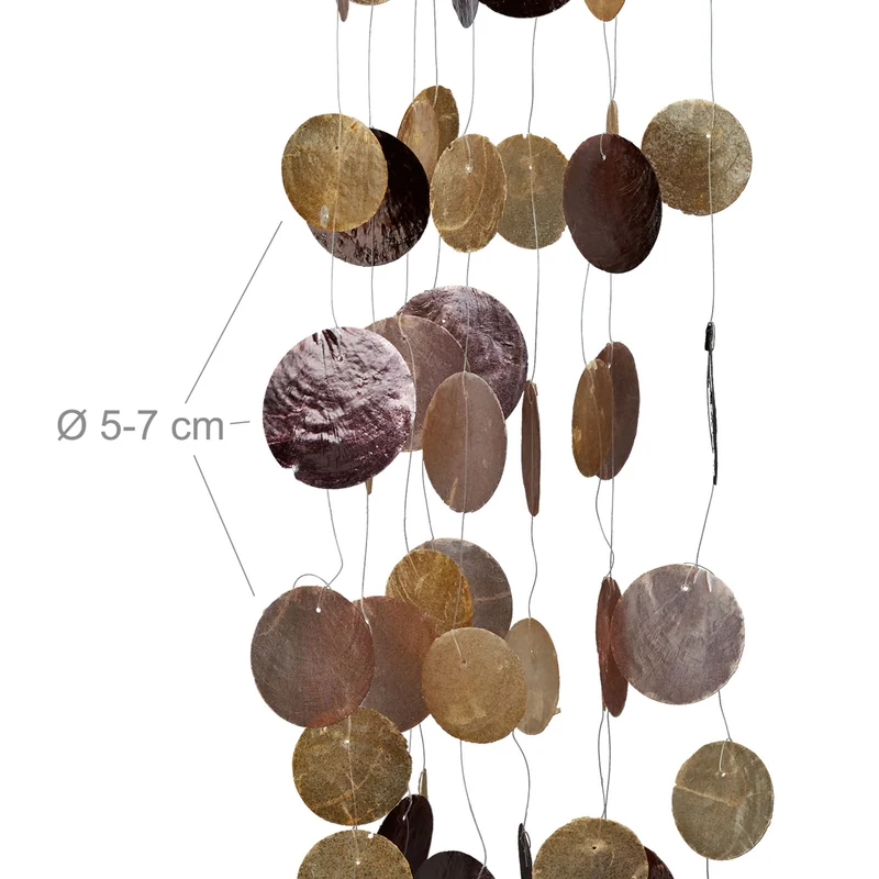 Carillon à coquillages décoratif mobile intérieur extérieur 100 x 18 x 15 cm en bois naturel 13_0005271