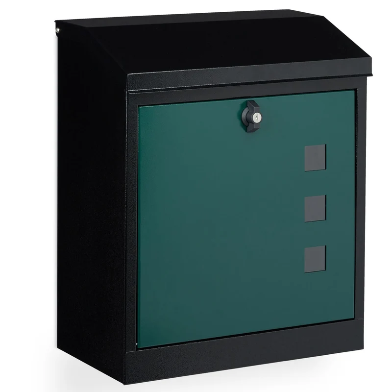 Boîte aux lettres murale grande pour courrier volumineux 53 x 43,5 x 26 cm en acier galvanisé noir 13_0005252