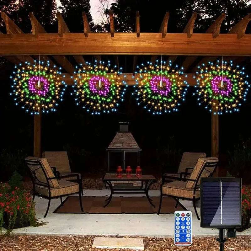 Lumières Solaires Extérieures Suspendues Feux d'Artifice (Lot de 3 + 1 Offerte)