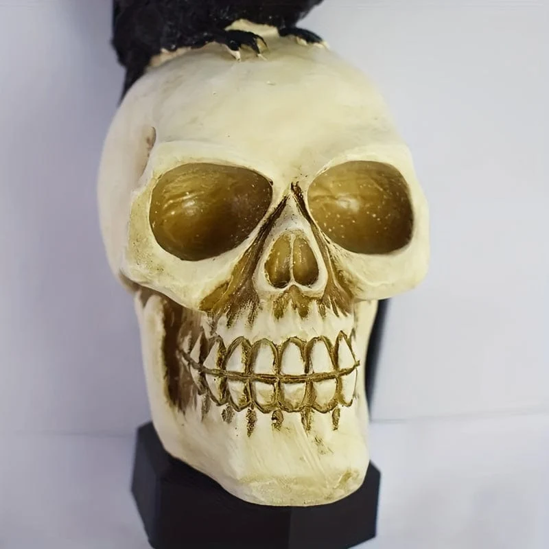 Lampe Solaire de Jardin Originale Halloween "Le Corbeau et Le Crâne"