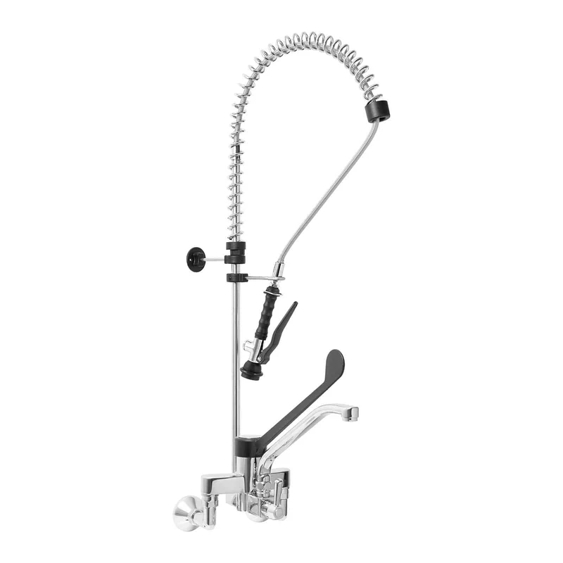 Robinet professionnel douchette 2 trous - flexible de 1000 mm - bec de 255 mm - levier médical 14_0005071