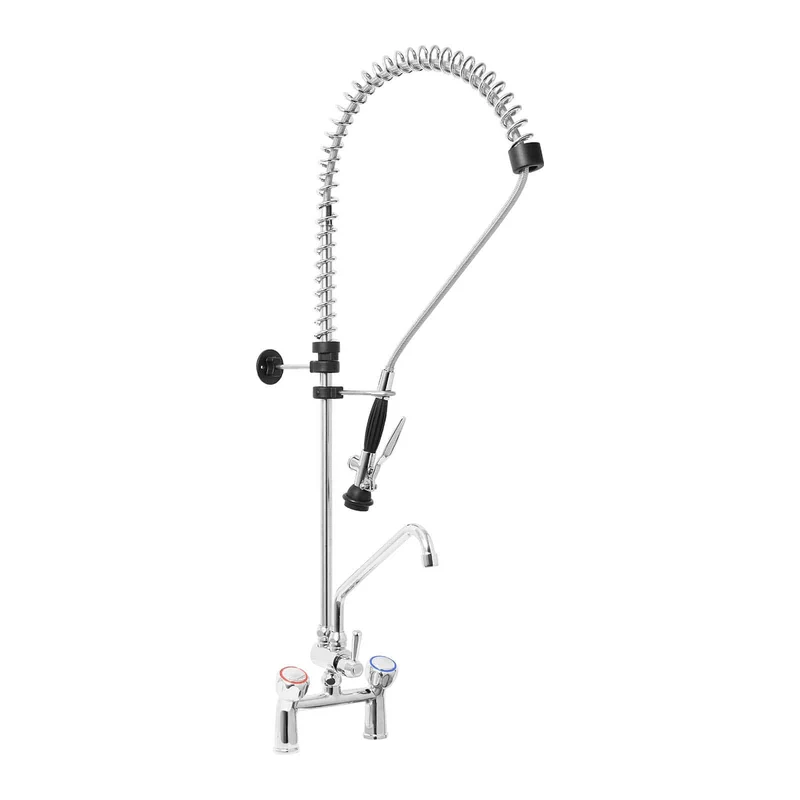Robinet professionnel douchette 2 trous flexible de 1000 mm bec de 250 mm manettes rondes 14_0005074