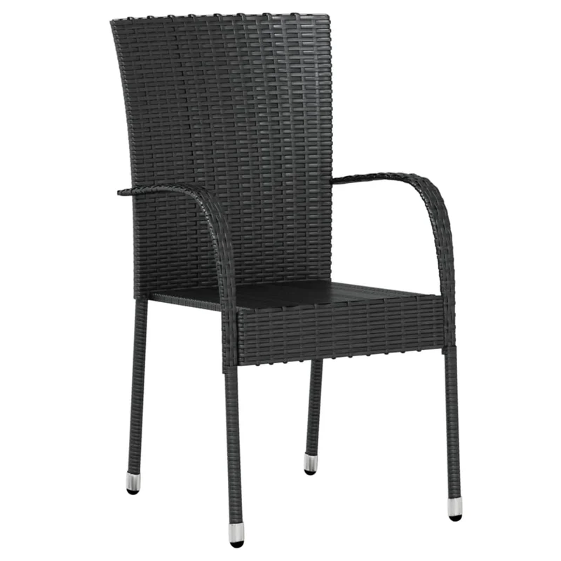 Mobilier à dîner salon de jardin 3 pièces résine tressée noir 02_0014754