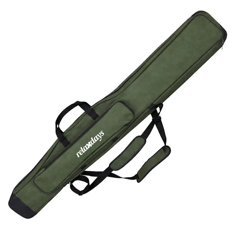 Sac de transport pour cannes à pêche 22 x 150 x 20 cm 3 compartiments rembourré durable en polyester vert foncé 13_0020614