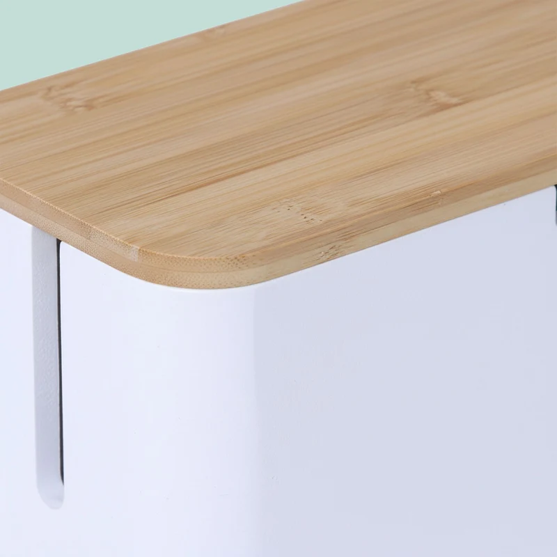 Boîte à câbles élégante pratique bureau 14,5 x 34 x 11 cm en bambou blanc 13_0020617