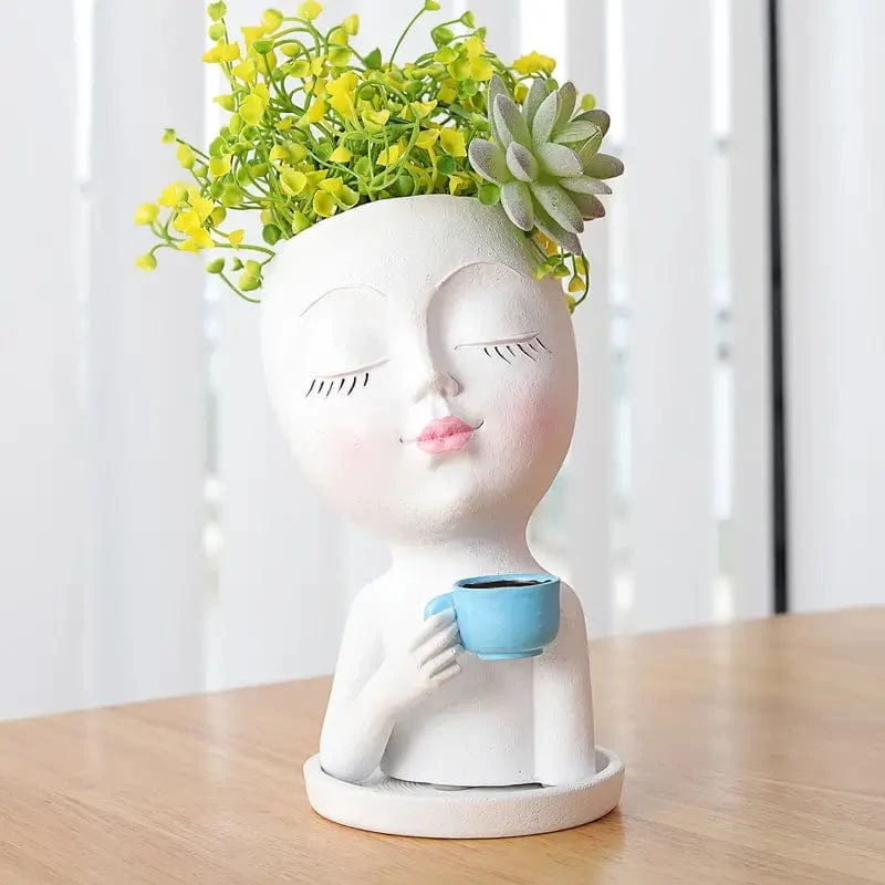 Dame Café Moderne : Pot de Fleurs Artistique