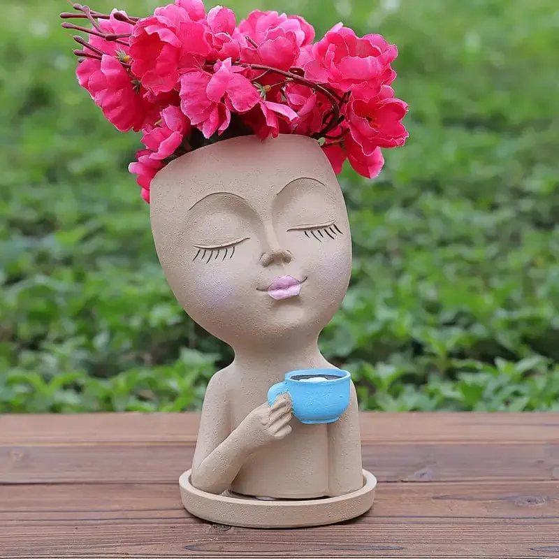 Dame Café Moderne : Pot de Fleurs Artistique