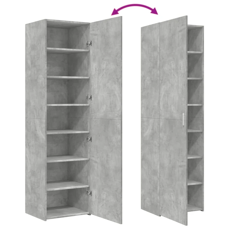 Buffet bahut commode armoire meuble de rangement organisateur cuisine salle de séjour salon haut 50 x 42,5 x 185 cm bois d'ingénierie gris 02_0034449