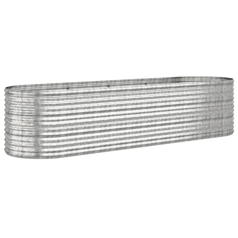 Jardinière bac lit surélevé plantes fleurs terrasse jardin de jardin acier enduit de poudre argenté Argent 02_0039720