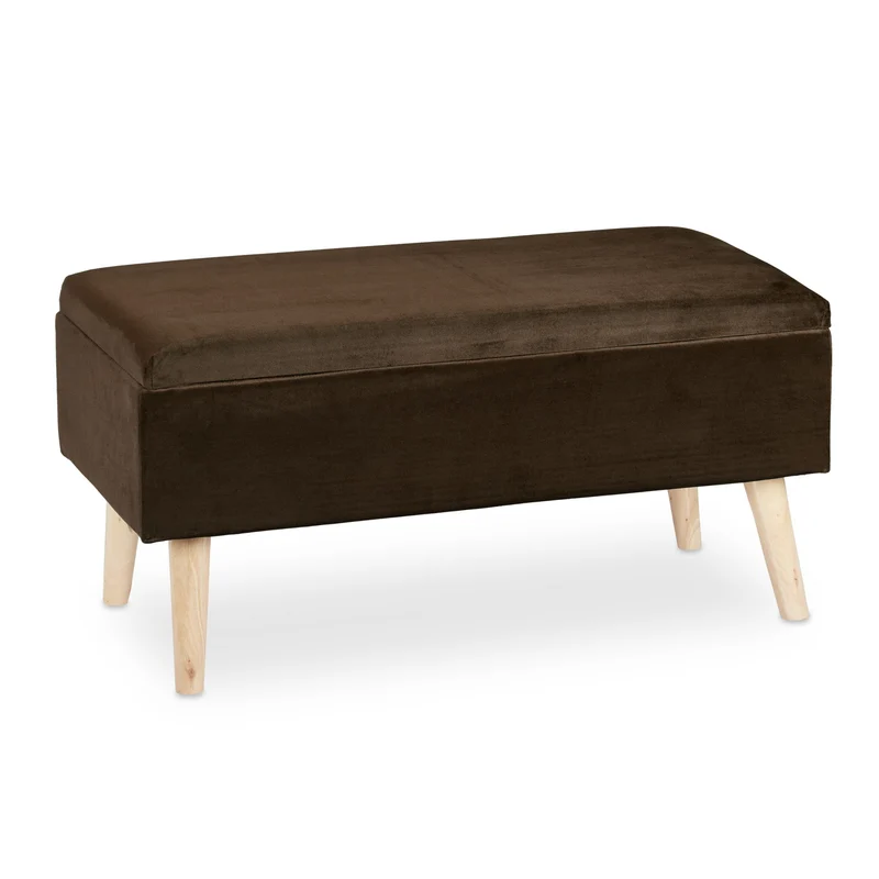 Banc de rangement élégant avec couvercle rabattable 41 x 80 x 40 cm assise confortable style moderne en velours gris 13_0009674