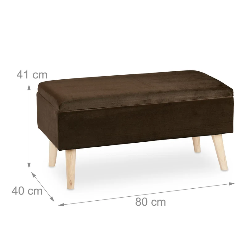 Banc de rangement élégant avec couvercle rabattable 41 x 80 x 40 cm assise confortable style moderne en velours gris 13_0009674