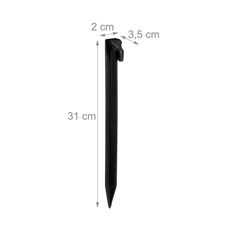 Lot de 32 piquets de fixation pour bâches et tentes 31 x 3,5 x 2 cm en plastique noir 13_0008770