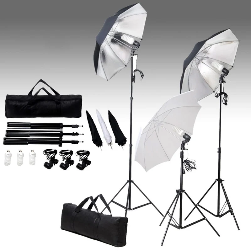 Kit de studio photo professionnel avec ensemble d'éclairage et toile de fond blanc 02_0001445