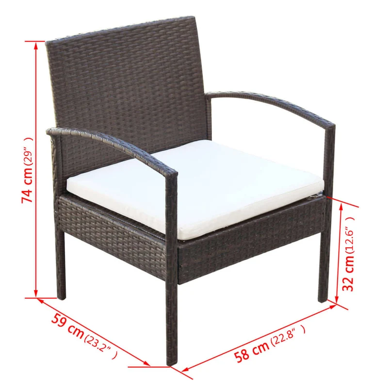 Salon de jardin meuble d'extérieur ensemble de mobilier 4 pièces avec coussins résine tressée marron 02_0016193