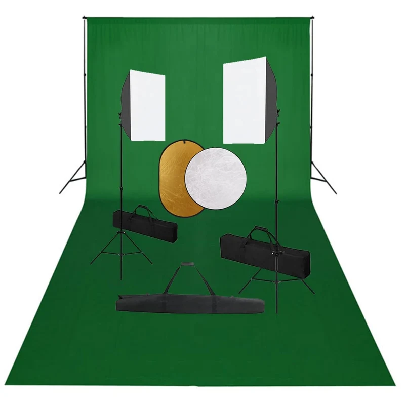 Kit de studio photo professionnel boîte à lumière toile de fond vert et réflecteur 02_0001503