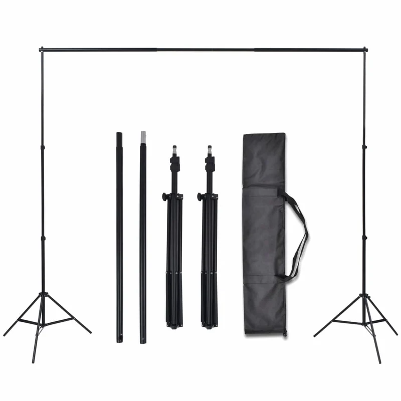 Kit de studio photo professionnel et 3 toiles de fond réglables coton 3 x 6 m 02_0001519