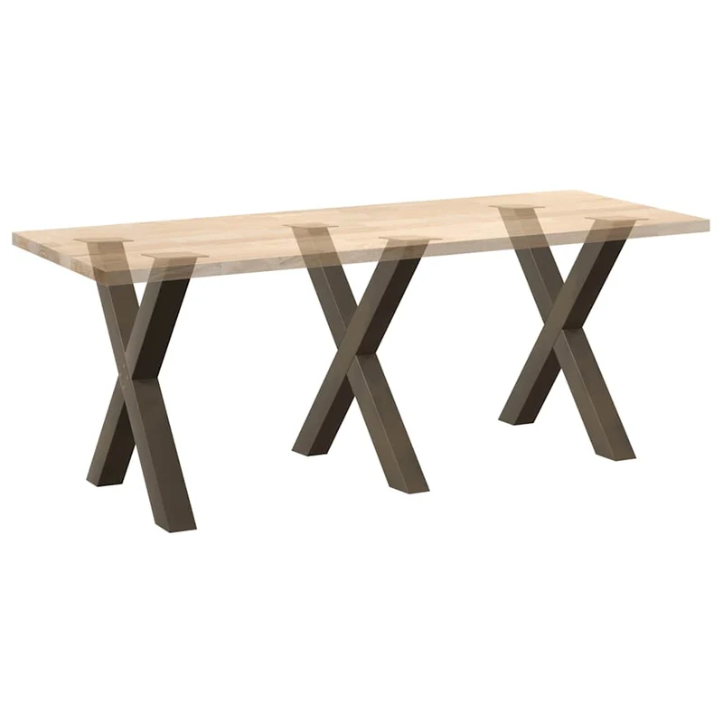 Lot de 3 pieds de table à manger en forme de X 70 x 72-73 cm avec niveleurs en métal naturel 02_0057262