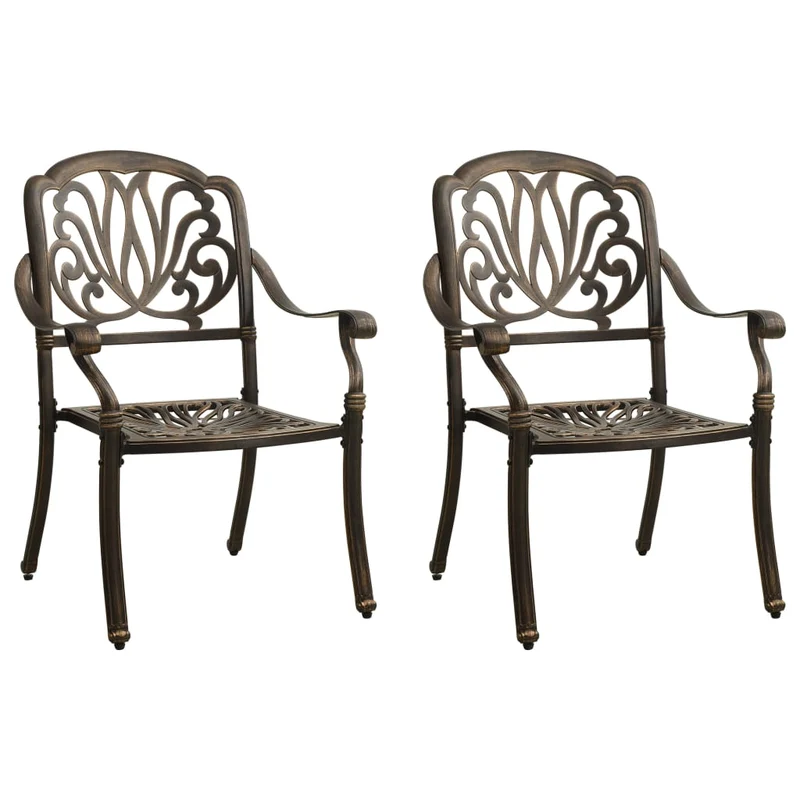 Ensemble de bistro jardin meuble extérieur terrasse 3 pièces aluminium coulé bronze 02_0013506