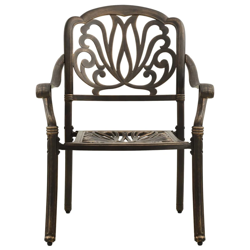 Ensemble de bistro jardin meuble extérieur terrasse 3 pièces aluminium coulé bronze 02_0013506