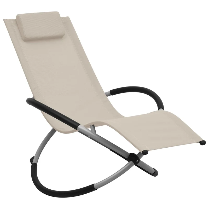 Transat chaise longue bain de soleil lit de jardin terrasse meuble d'extérieur pour enfants acier crème 02_0012912