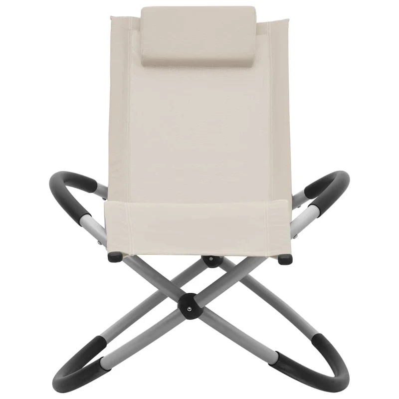 Transat chaise longue bain de soleil lit de jardin terrasse meuble d'extérieur pour enfants acier crème 02_0012912