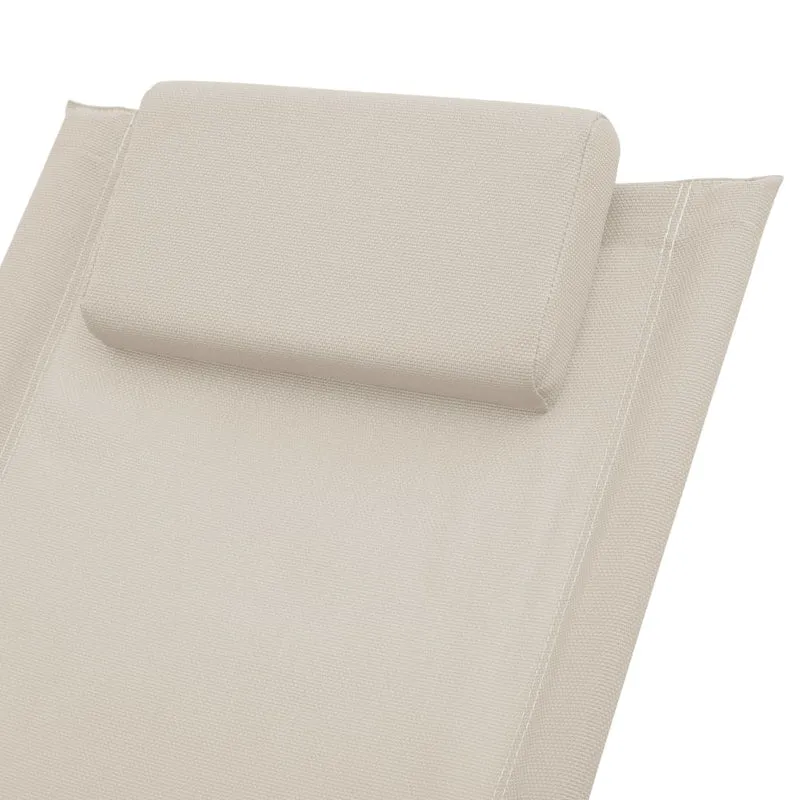 Transat chaise longue bain de soleil lit de jardin terrasse meuble d'extérieur pour enfants acier crème 02_0012912