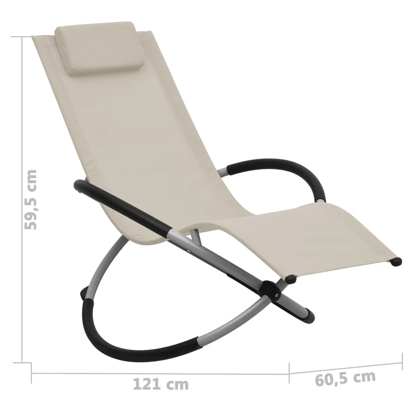 Transat chaise longue bain de soleil lit de jardin terrasse meuble d'extérieur pour enfants acier crème 02_0012912