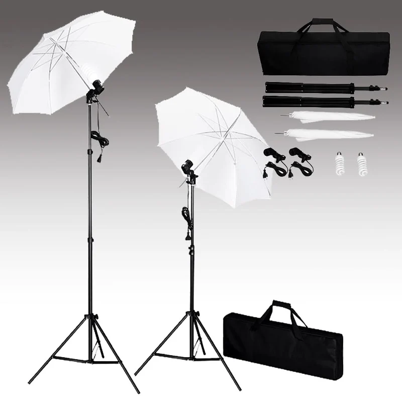 Kit de studio photo professionnel avec toile de fond blanc lampes et parapluies 02_0001491